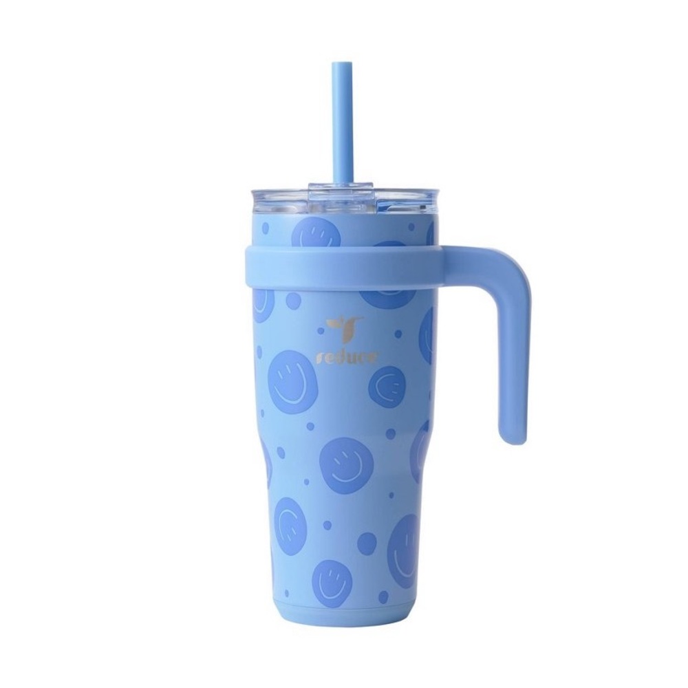 Reduce Smiley Face 24oz Tumbler with Handle Patented 3 in 1 Sip it Your Way Lid
